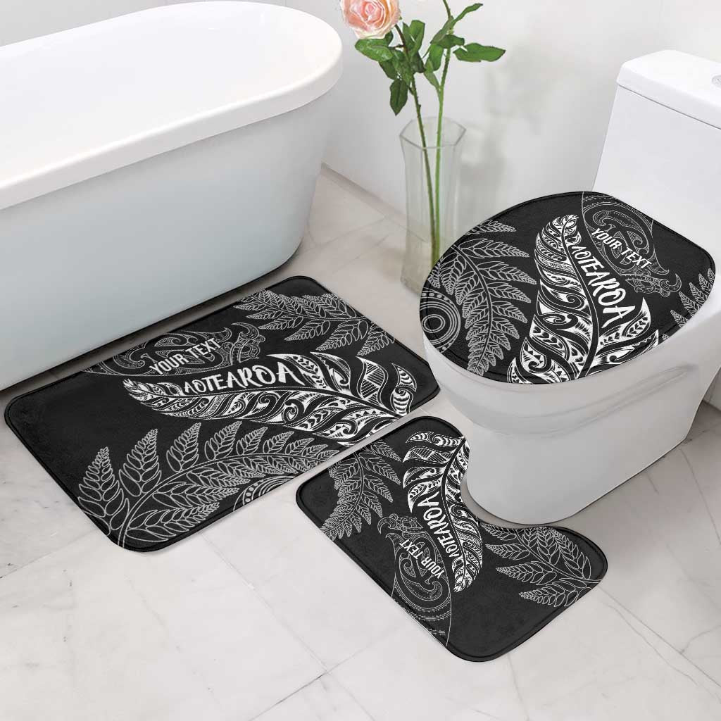 Aotearoa Personalized Lawn Bowls Maori Bathroom Set New Zealand Black Tribal Silver Fern - Polynesian Pride