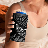 Aotearoa Personalized Lawn Bowls Maori 4 in 1 Can Cooler Tumbler New Zealand Black Tribal Silver Fern LT7 - Polynesian Pride