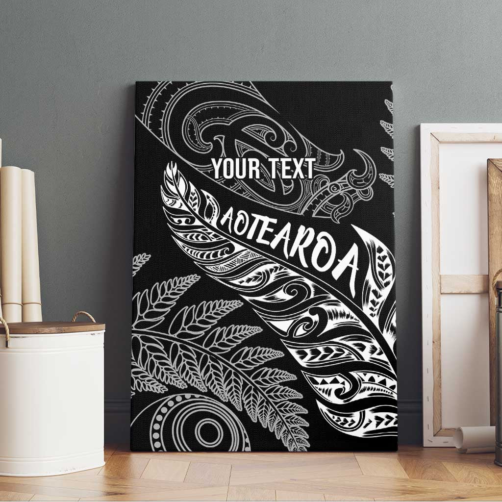 Aotearoa Personalized Lawn Bowls Maori Canvas Wall Art New Zealand Black Tribal Silver Fern - Polynesian Pride