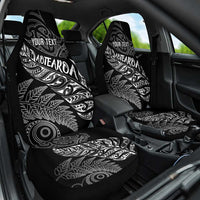 Aotearoa Personalized Lawn Bowls Maori Car Seat Cover New Zealand Black Tribal Silver Fern LT7 One Size Black - Polynesian Pride