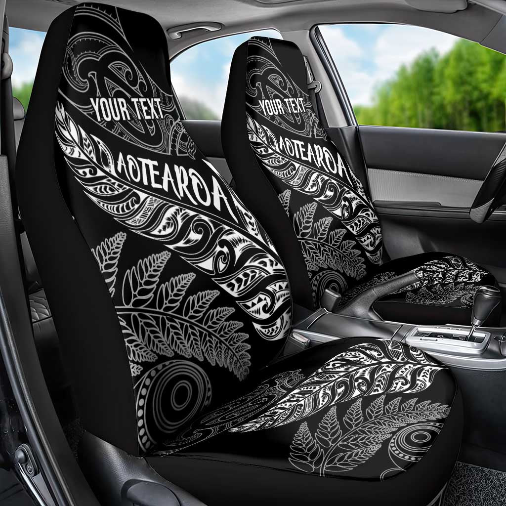Aotearoa Personalized Lawn Bowls Maori Car Seat Cover New Zealand Black Tribal Silver Fern LT7 - Polynesian Pride