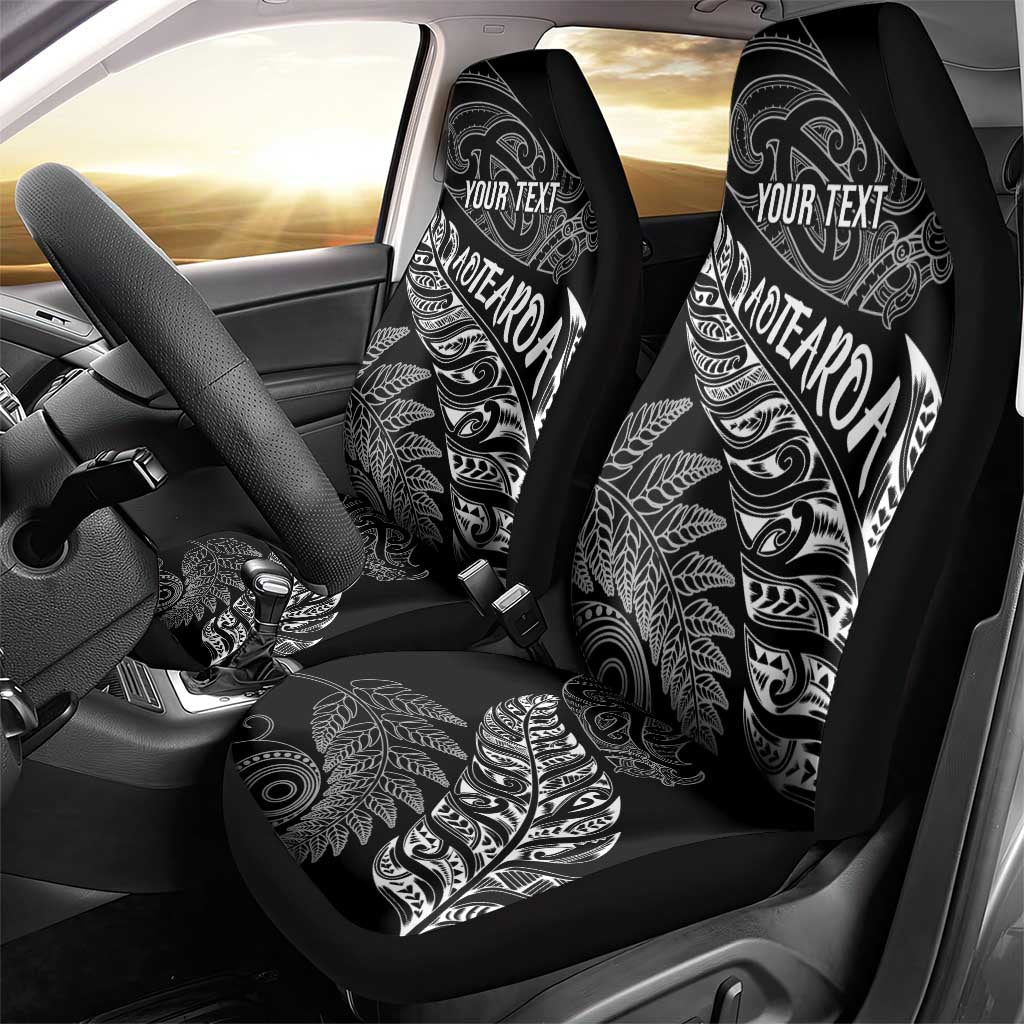 Aotearoa Personalized Lawn Bowls Maori Car Seat Cover New Zealand Black Tribal Silver Fern LT7 - Polynesian Pride