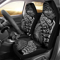 Aotearoa Personalized Lawn Bowls Maori Car Seat Cover New Zealand Black Tribal Silver Fern LT7 - Polynesian Pride