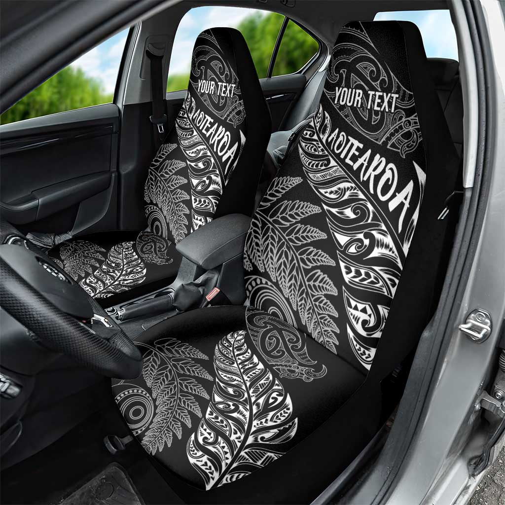Aotearoa Personalized Lawn Bowls Maori Car Seat Cover New Zealand Black Tribal Silver Fern LT7 - Polynesian Pride