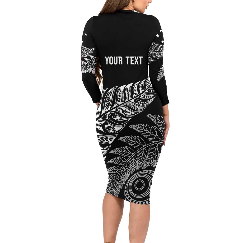 Aotearoa Personalized Lawn Bowls Maori Family Matching Long Sleeve Bodycon Dress and Hawaiian Shirt New Zealand Black Tribal Silver Fern LT7 - Polynesian Pride