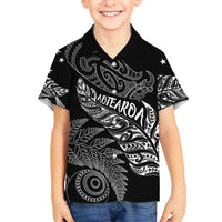 Aotearoa Personalized Lawn Bowls Maori Family Matching Long Sleeve Bodycon Dress and Hawaiian Shirt New Zealand Black Tribal Silver Fern LT7 Son's Shirt Black - Polynesian Pride