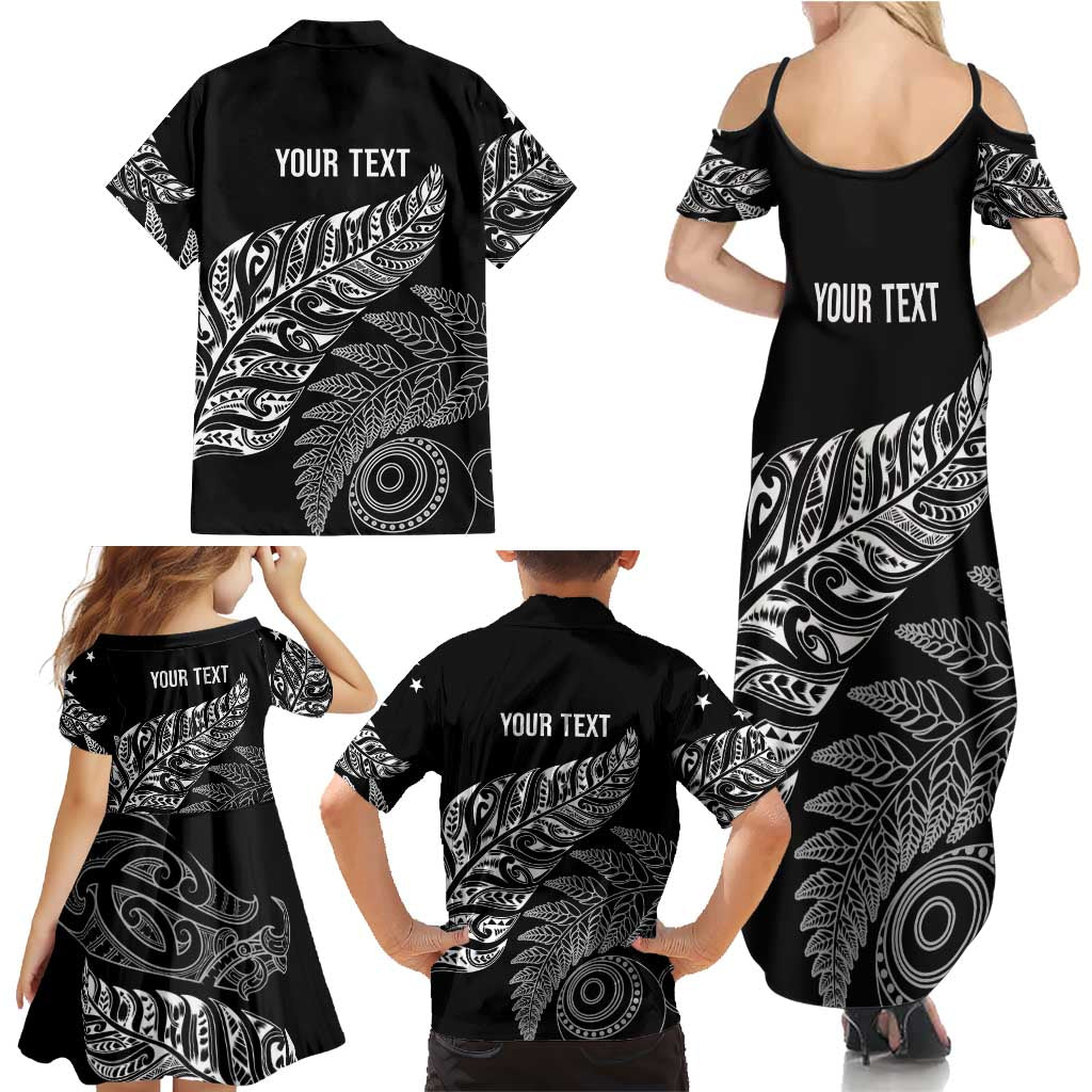Aotearoa Personalized Lawn Bowls Maori Family Matching Summer Maxi Dress and Hawaiian Shirt New Zealand Black Tribal Silver Fern LT7 - Polynesian Pride
