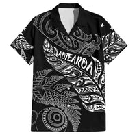 Aotearoa Personalized Lawn Bowls Maori Family Matching Summer Maxi Dress and Hawaiian Shirt New Zealand Black Tribal Silver Fern LT7 Dad's Shirt - Short Sleeve Black - Polynesian Pride