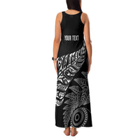 Aotearoa Personalized Lawn Bowls Maori Family Matching Tank Maxi Dress and Hawaiian Shirt New Zealand Black Tribal Silver Fern LT7 - Polynesian Pride
