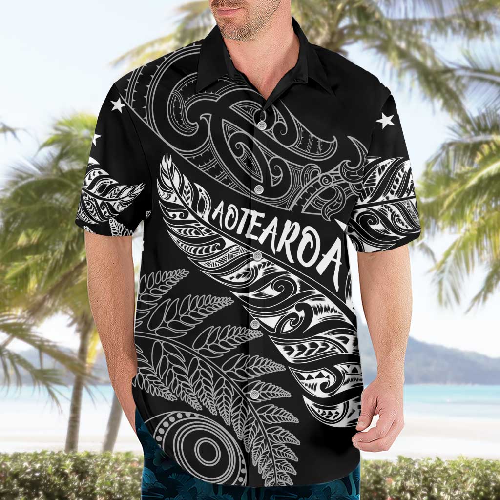 Aotearoa Personalized Lawn Bowls Maori Hawaiian Shirt New Zealand Black Tribal Silver Fern - Polynesian Pride