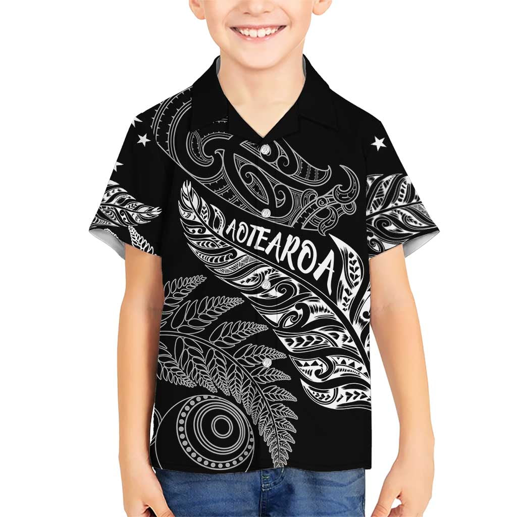 Aotearoa Personalized Lawn Bowls Maori Hawaiian Shirt New Zealand Black Tribal Silver Fern - Polynesian Pride