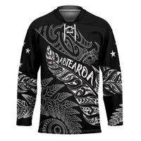 Aotearoa Personalized Lawn Bowls Maori Hockey Jersey New Zealand Black Tribal Silver Fern - Polynesian Pride