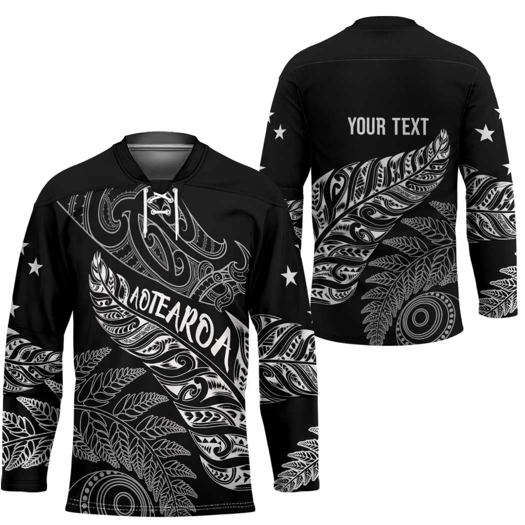 Aotearoa Personalized Lawn Bowls Maori Hockey Jersey New Zealand Black Tribal Silver Fern - Polynesian Pride