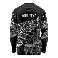 Aotearoa Personalized Lawn Bowls Maori Long Sleeve Shirt New Zealand Black Tribal Silver Fern LT7 - Polynesian Pride