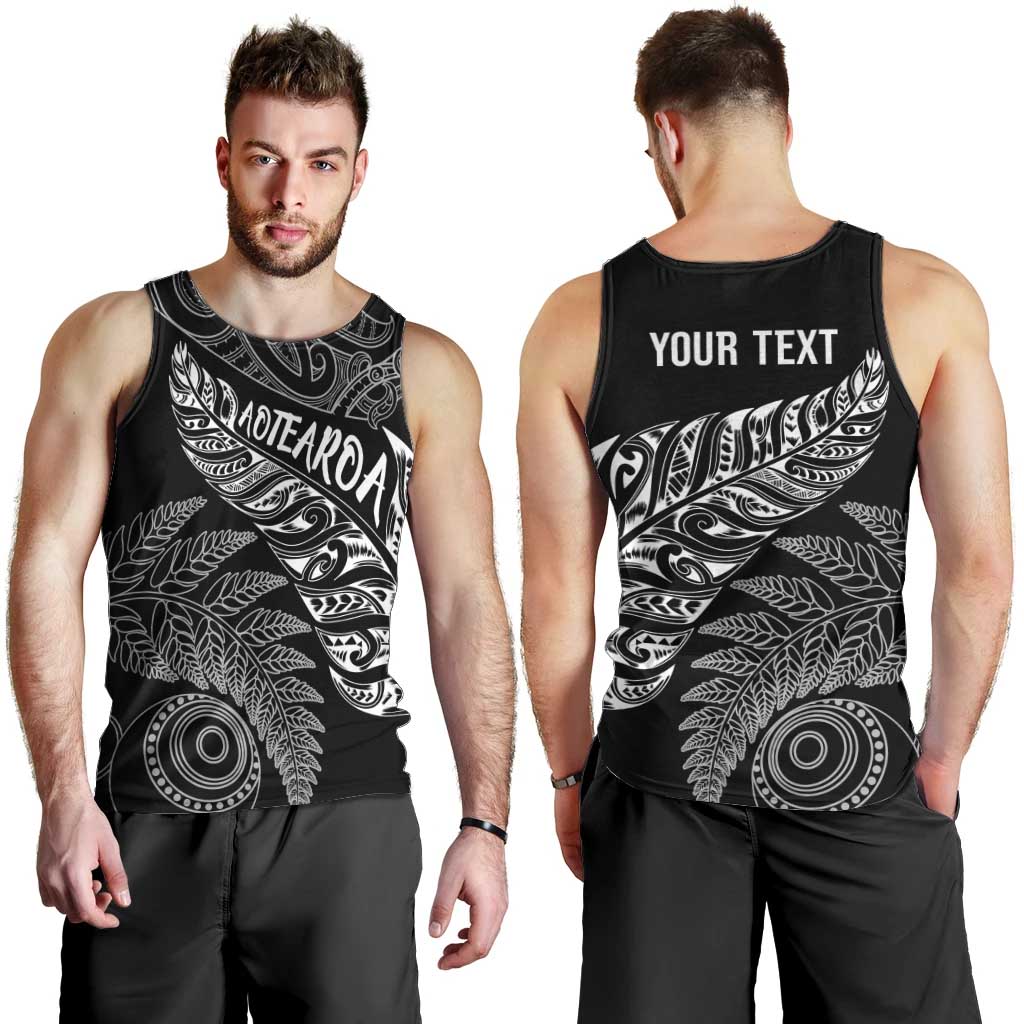 Aotearoa Personalized Lawn Bowls Maori Men Tank Top New Zealand Black Tribal Silver Fern - Polynesian Pride