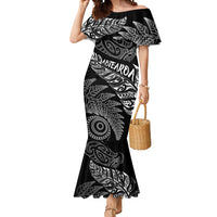 Aotearoa Personalized Lawn Bowls Maori Mermaid Dress New Zealand Black Tribal Silver Fern LT7 Women Black - Polynesian Pride