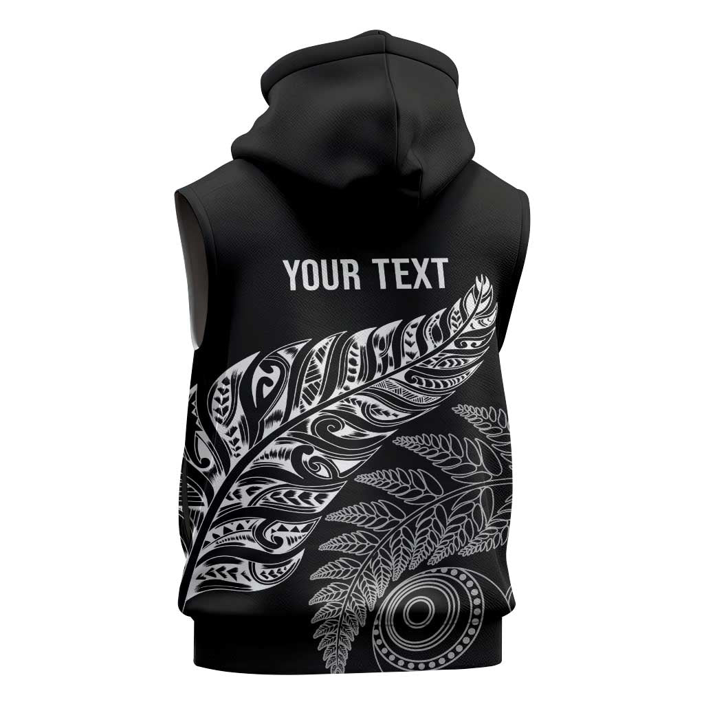 Aotearoa Personalized Lawn Bowls Maori Sleeveless Zip Hoodie New Zealand Black Tribal Silver Fern LT7 - Polynesian Pride