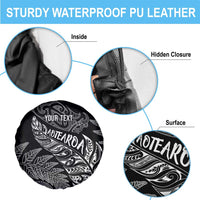 Aotearoa Personalized Lawn Bowls Maori Spare Tire Cover New Zealand Black Tribal Silver Fern - Polynesian Pride