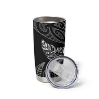 Aotearoa Personalized Lawn Bowls Maori Tumbler Cup New Zealand Black Tribal Silver Fern - Polynesian Pride