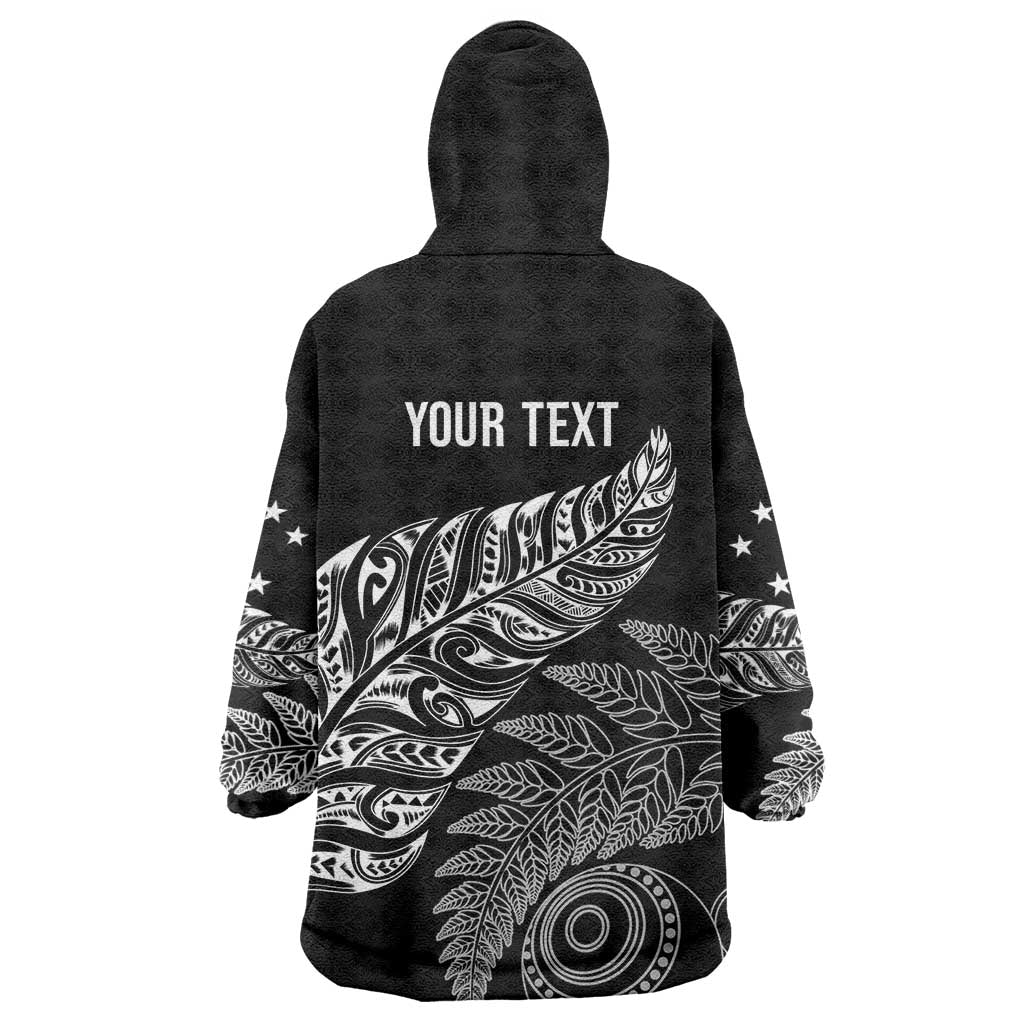 Aotearoa Personalized Lawn Bowls Maori Wearable Blanket Hoodie New Zealand Black Tribal Silver Fern LT7 - Polynesian Pride