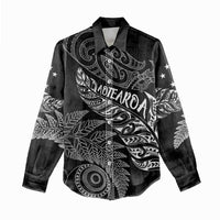 Aotearoa Personalized Lawn Bowls Maori Women Casual Shirt New Zealand Black Tribal Silver Fern LT7 - Polynesian Pride