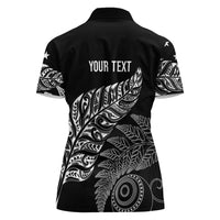 Aotearoa Personalized Lawn Bowls Maori Women Polo Shirt New Zealand Black Tribal Silver Fern LT7 - Polynesian Pride