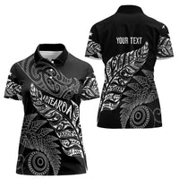 Aotearoa Personalized Lawn Bowls Maori Women Polo Shirt New Zealand Black Tribal Silver Fern LT7 - Polynesian Pride
