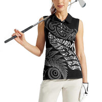 Aotearoa Personalized Lawn Bowls Maori Women Sleeveless Polo Shirt New Zealand Black Tribal Silver Fern LT7 - Polynesian Pride