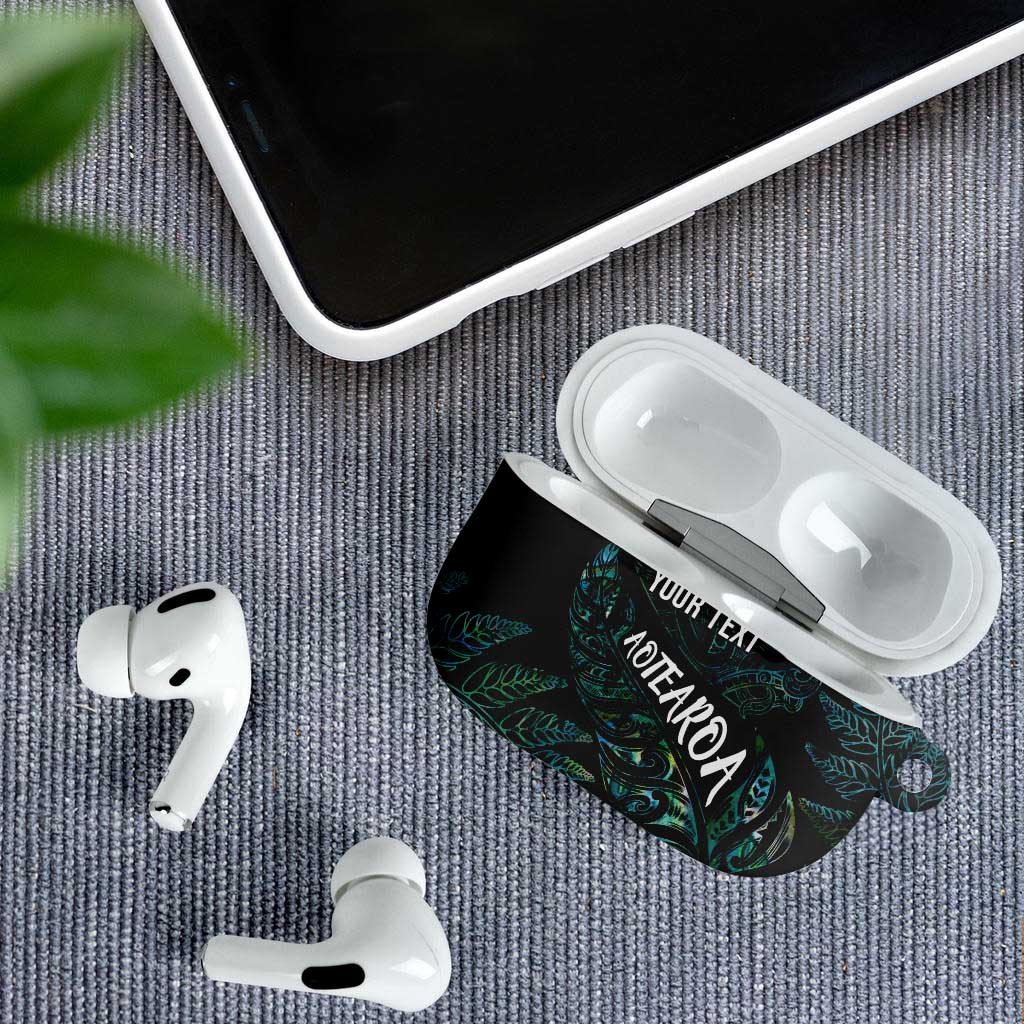 Aotearoa Personalized Lawn Bowls Maori AirPods Case New Zealand Paua Shell Tribal Silver Fern - Polynesian Pride