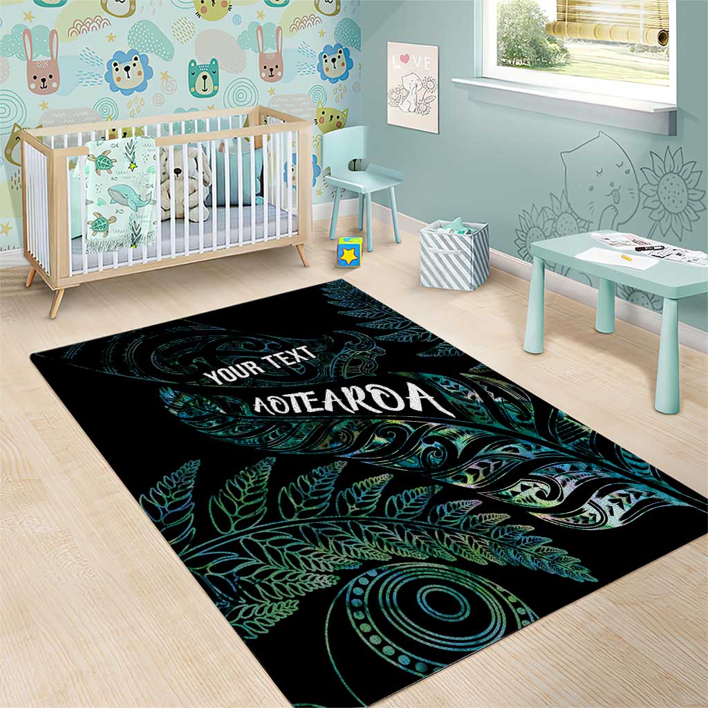Aotearoa Personalized Lawn Bowls Maori Area Rug New Zealand Paua Shell Tribal Silver Fern - Polynesian Pride