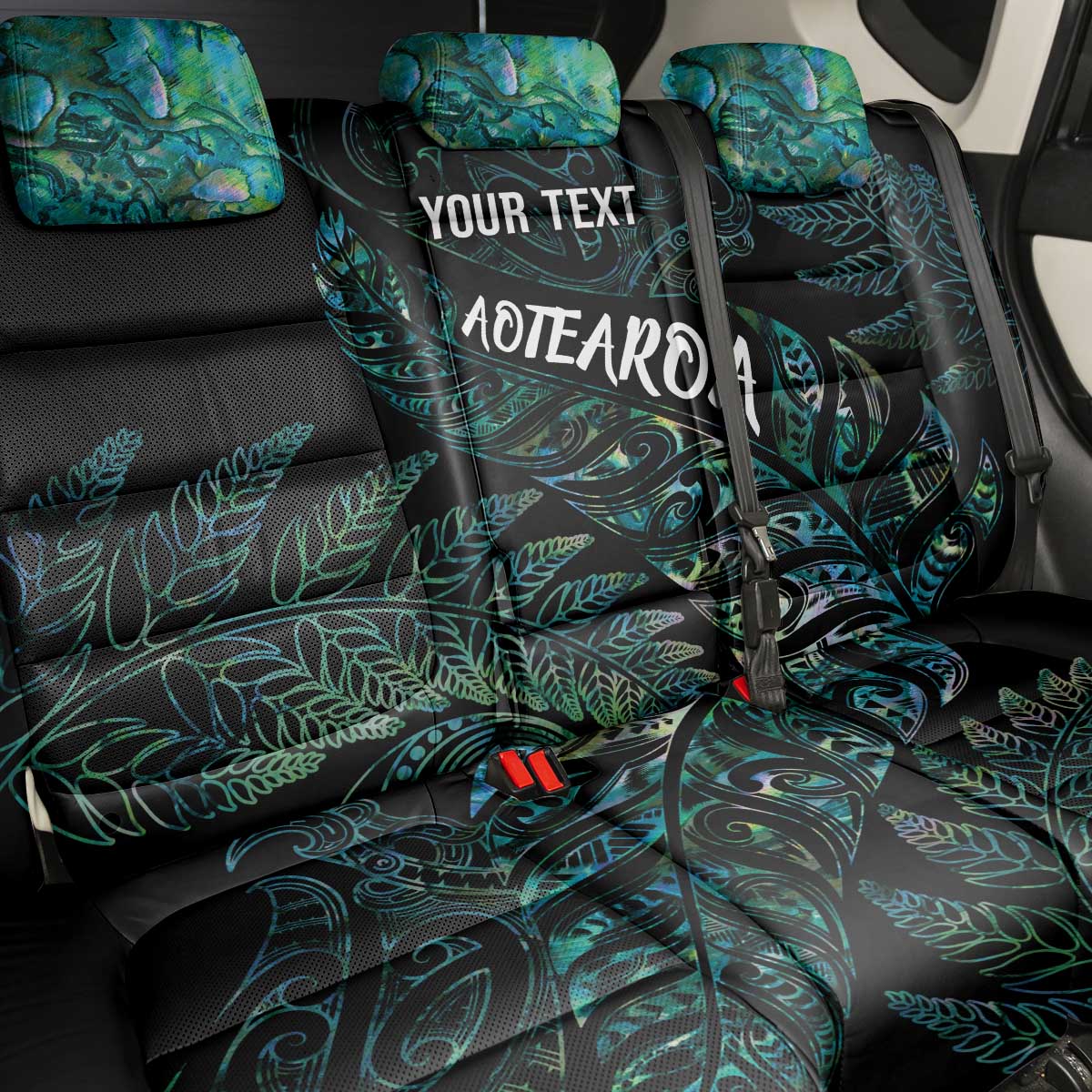 Aotearoa Personalized Lawn Bowls Maori Back Car Seat Cover New Zealand Paua Shell Tribal Silver Fern - Polynesian Pride