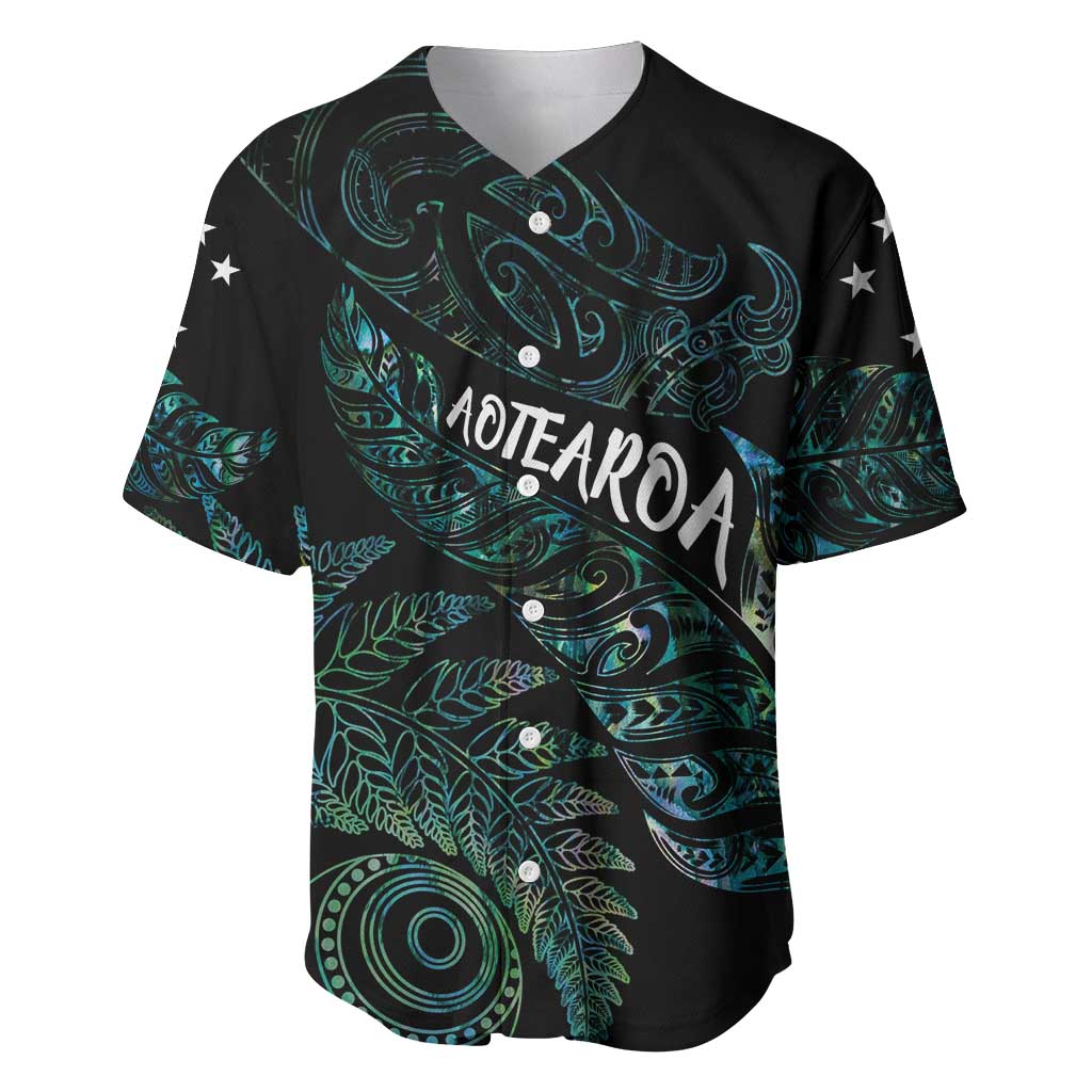 Aotearoa Personalized Lawn Bowls Maori Baseball Jersey New Zealand Paua Shell Tribal Silver Fern - Polynesian Pride