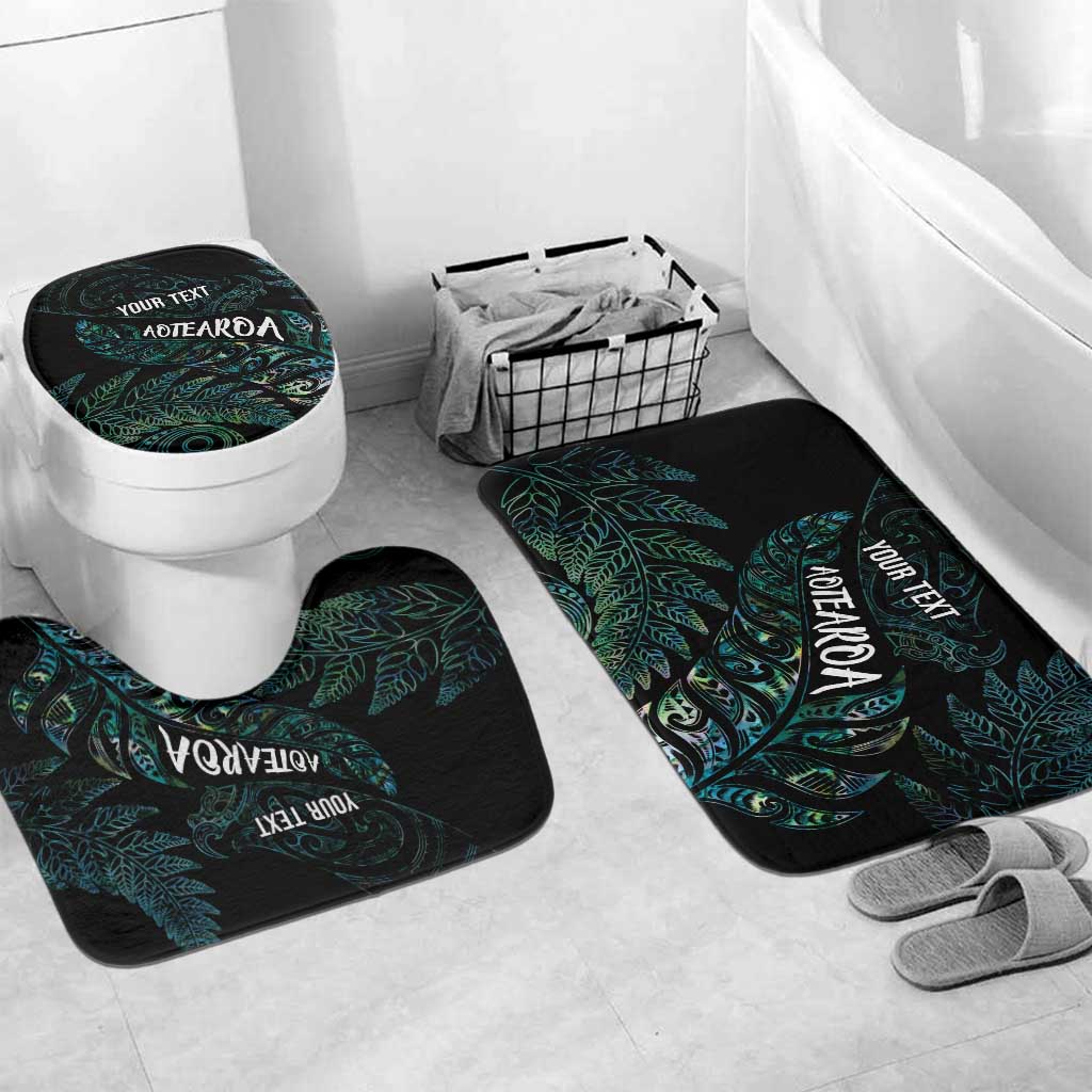 Aotearoa Personalized Lawn Bowls Maori Bathroom Set New Zealand Paua Shell Tribal Silver Fern LT7 Mat Set Only (3 pcs) One Size Green - Polynesian Pride