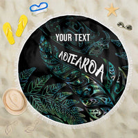 Aotearoa Personalized Lawn Bowls Maori Beach Blanket New Zealand Paua Shell Tribal Silver Fern LT7 One Size 150cm Green - Polynesian Pride