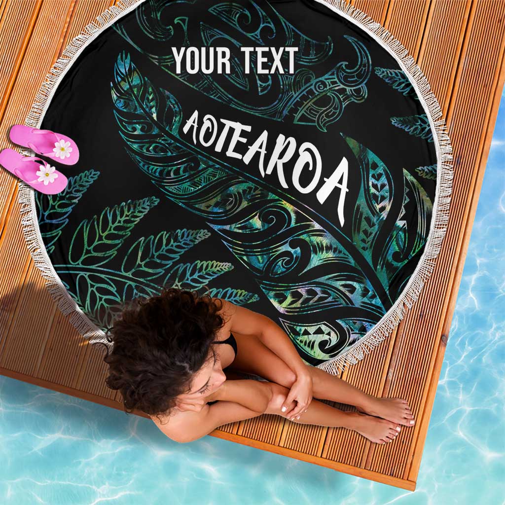 Aotearoa Personalized Lawn Bowls Maori Beach Blanket New Zealand Paua Shell Tribal Silver Fern LT7 - Polynesian Pride