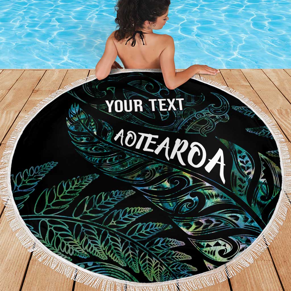 Aotearoa Personalized Lawn Bowls Maori Beach Blanket New Zealand Paua Shell Tribal Silver Fern LT7 - Polynesian Pride