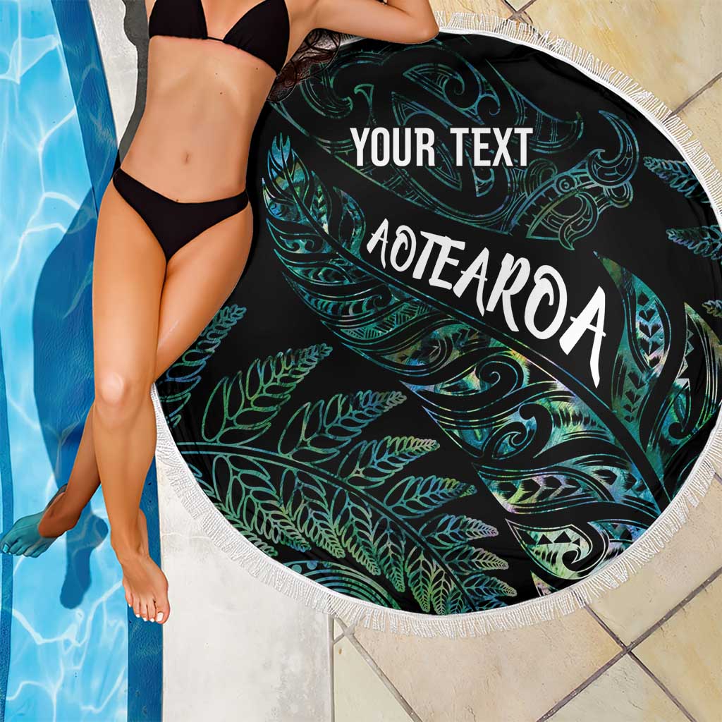 Aotearoa Personalized Lawn Bowls Maori Beach Blanket New Zealand Paua Shell Tribal Silver Fern LT7 - Polynesian Pride