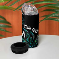 Aotearoa Personalized Lawn Bowls Maori 4 in 1 Can Cooler Tumbler New Zealand Paua Shell Tribal Silver Fern LT7 - Polynesian Pride