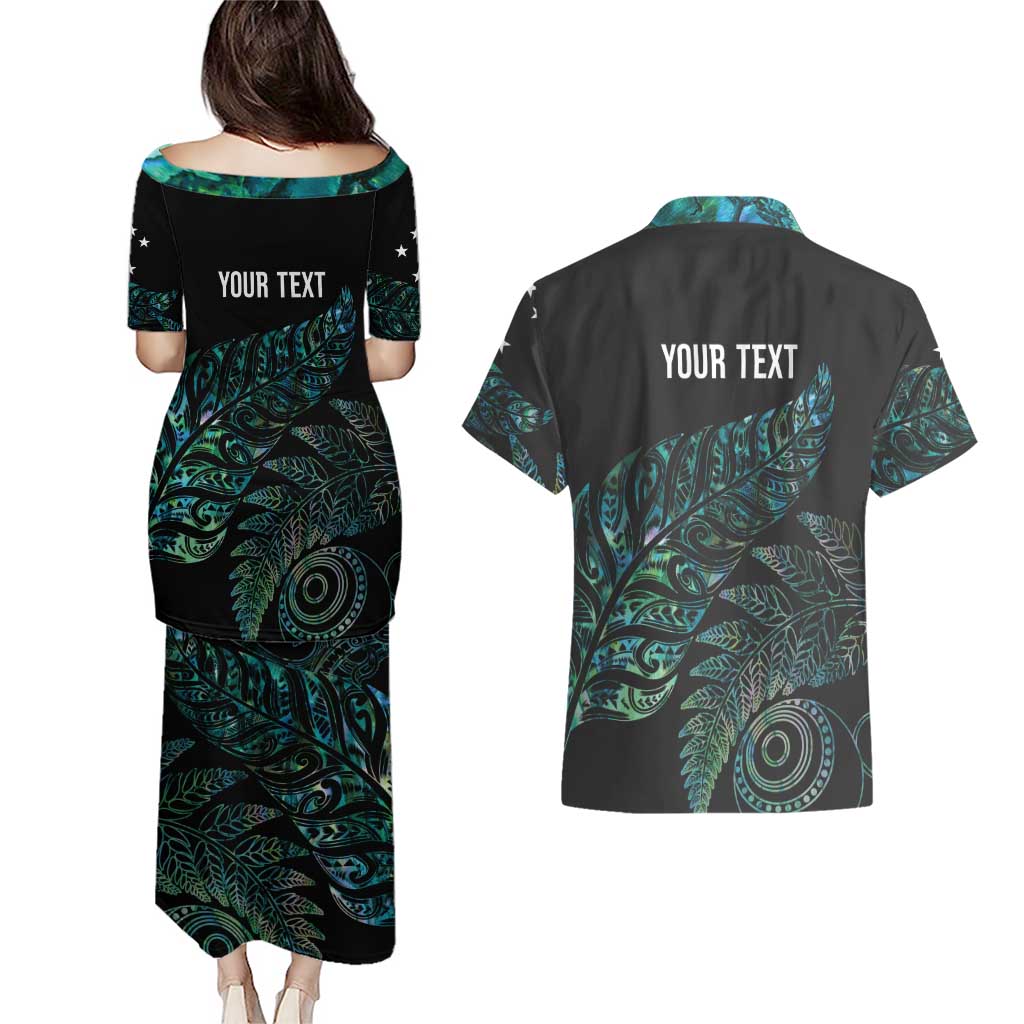 Aotearoa Personalized Lawn Bowls Maori Couples Matching Puletasi and Hawaiian Shirt New Zealand Paua Shell Tribal Silver Fern LT7 - Polynesian Pride