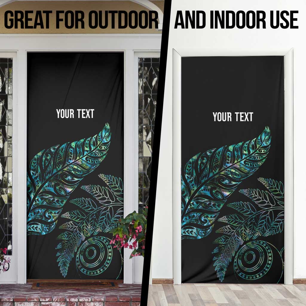Aotearoa Personalized Lawn Bowls Maori Door Cover New Zealand Paua Shell Tribal Silver Fern - Polynesian Pride