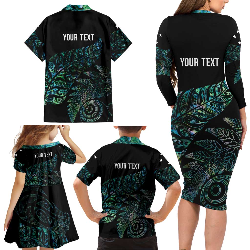 Aotearoa Personalized Lawn Bowls Maori Family Matching Long Sleeve Bodycon Dress and Hawaiian Shirt New Zealand Paua Shell Tribal Silver Fern LT7 - Polynesian Pride