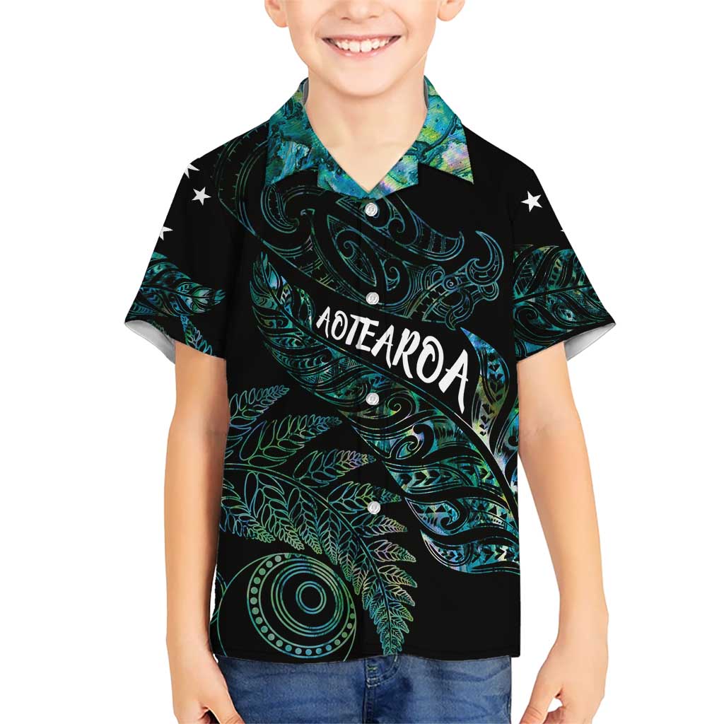 Aotearoa Personalized Lawn Bowls Maori Family Matching Mermaid Dress and Hawaiian Shirt New Zealand Paua Shell Tribal Silver Fern LT7 Son's Shirt Green - Polynesian Pride