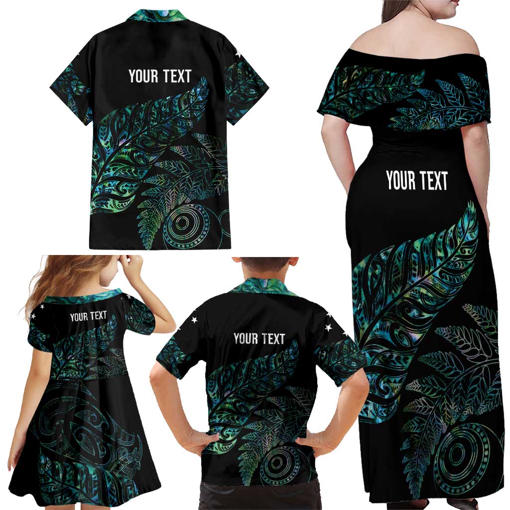 Aotearoa Personalized Lawn Bowls Maori Family Matching Off Shoulder Maxi Dress and Hawaiian Shirt New Zealand Paua Shell Tribal Silver Fern LT7 - Polynesian Pride