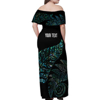 Aotearoa Personalized Lawn Bowls Maori Family Matching Off Shoulder Maxi Dress and Hawaiian Shirt New Zealand Paua Shell Tribal Silver Fern LT7 - Polynesian Pride