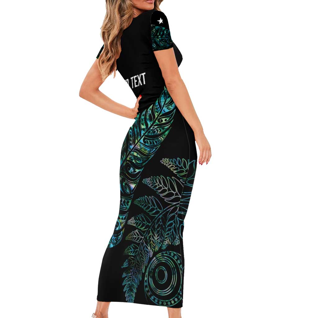 Aotearoa Personalized Lawn Bowls Maori Family Matching Short Sleeve Bodycon Dress and Hawaiian Shirt New Zealand Paua Shell Tribal Silver Fern LT7 - Polynesian Pride