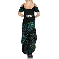 Aotearoa Personalized Lawn Bowls Maori Family Matching Summer Maxi Dress and Hawaiian Shirt New Zealand Paua Shell Tribal Silver Fern LT7 - Polynesian Pride