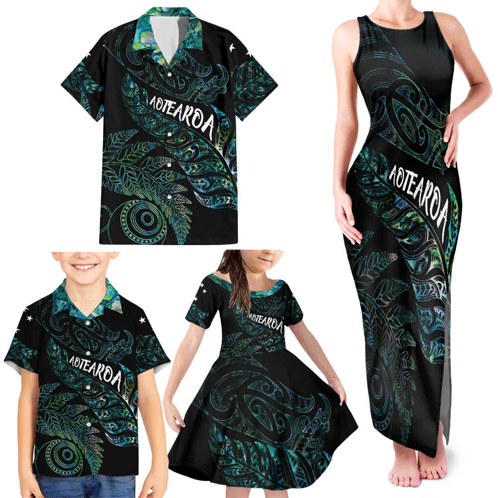 Aotearoa Personalized Lawn Bowls Maori Family Matching Tank Maxi Dress and Hawaiian Shirt New Zealand Paua Shell Tribal Silver Fern LT7 - Polynesian Pride