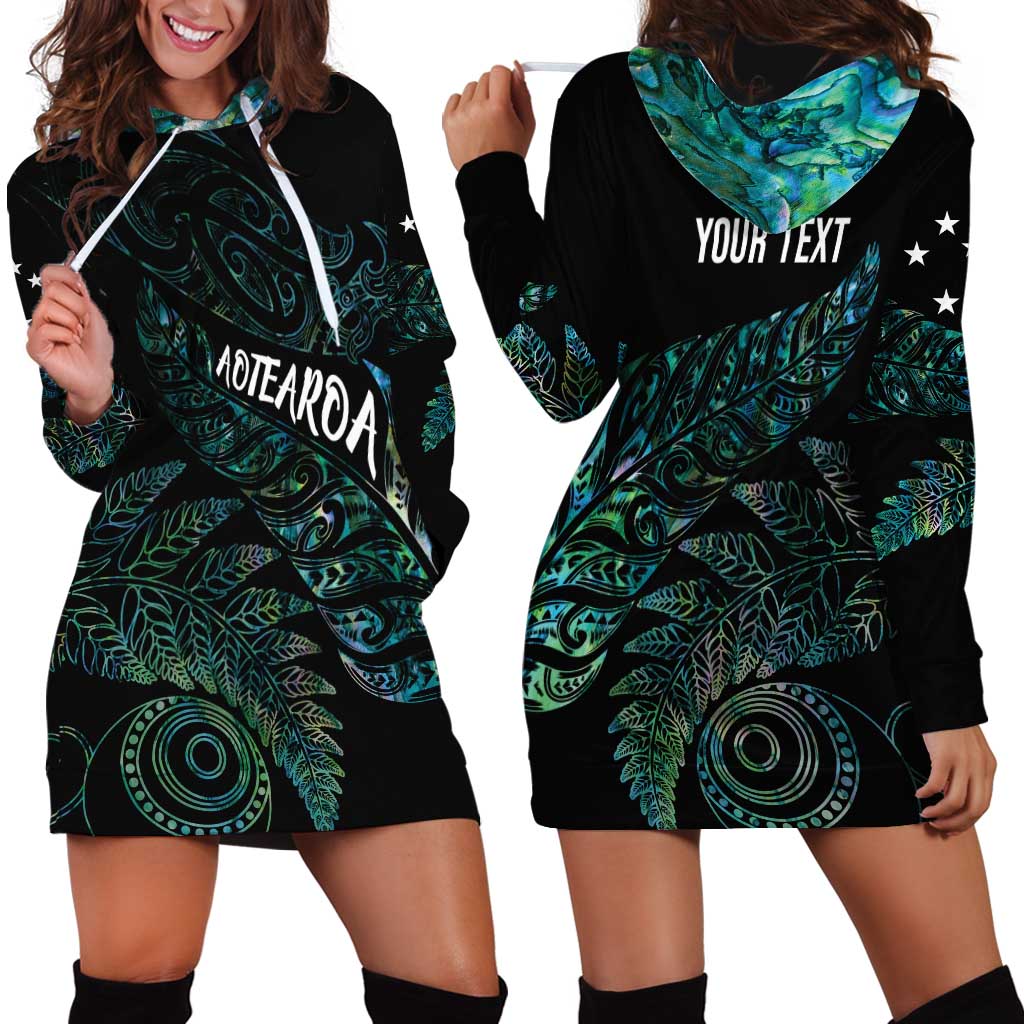 Aotearoa Personalized Lawn Bowls Maori Hoodie Dress New Zealand Paua Shell Tribal Silver Fern LT7 - Polynesian Pride