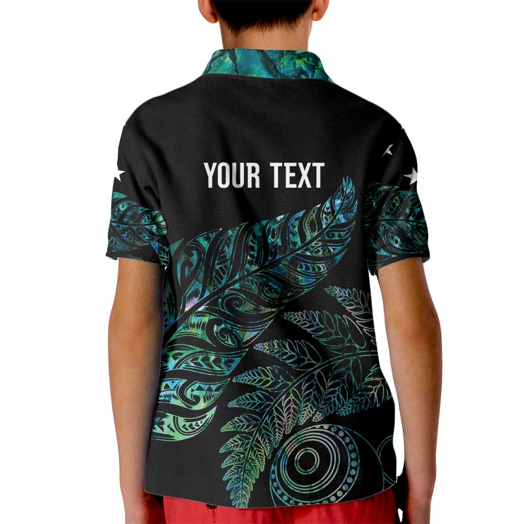 Aotearoa Personalized Lawn Bowls Maori Kid Polo Shirt New Zealand Paua Shell Tribal Silver Fern - Polynesian Pride