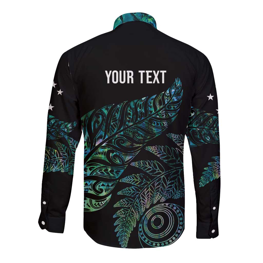 Aotearoa Personalized Lawn Bowls Maori Long Sleeve Button Shirt New Zealand Paua Shell Tribal Silver Fern - Polynesian Pride